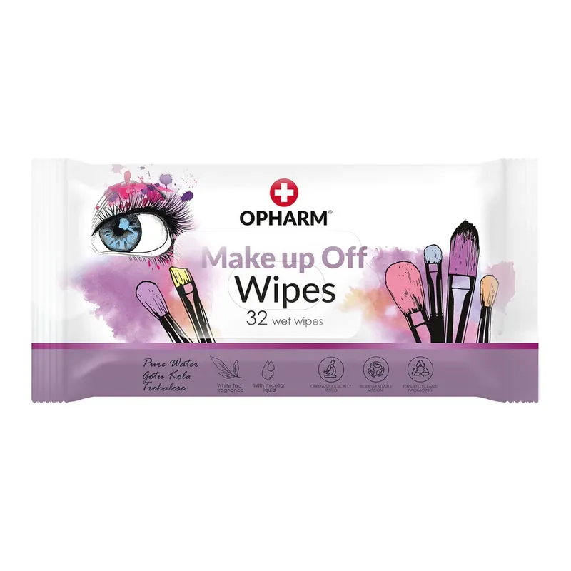 Opharm Make Up Off Wipes, șervețele demachiante, 32 bucăți Reducere extra
