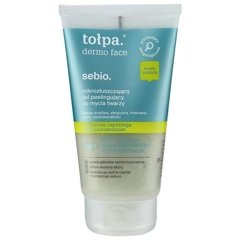 Preț mic Tołpa Dermo Face Sebio Micro Gel exfoliant pentru curățarea feței, 150 ml
