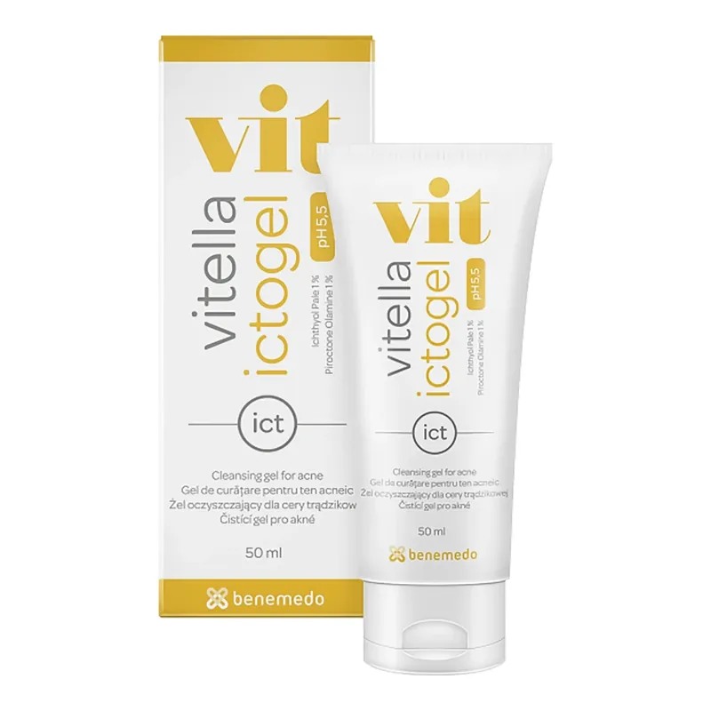 Vitella Ictogel, gel de curățare facială pentru ten cu tendință acneică, 50 ml Cumpărături sigure