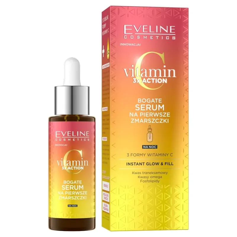 Cel mai vândut Eveline Vitamina C 3x Acțiune Ser bogat pentru primele riduri, 30 ml