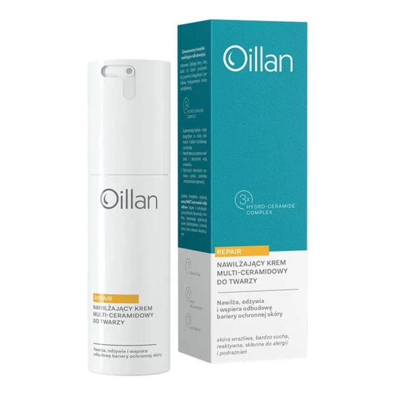 Oillan Repair, cremă de față hidratantă multi-ceramidă pentru piele sensibilă și foarte uscată, 50 ml Preț redus
