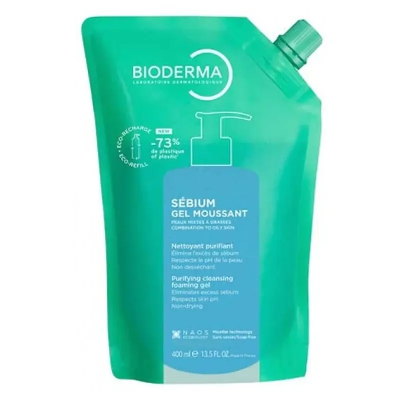 Bioderma Sébium Gel spumant de curățare și purificare, reîncărcare ecologică, 400 ml Preț promoțional