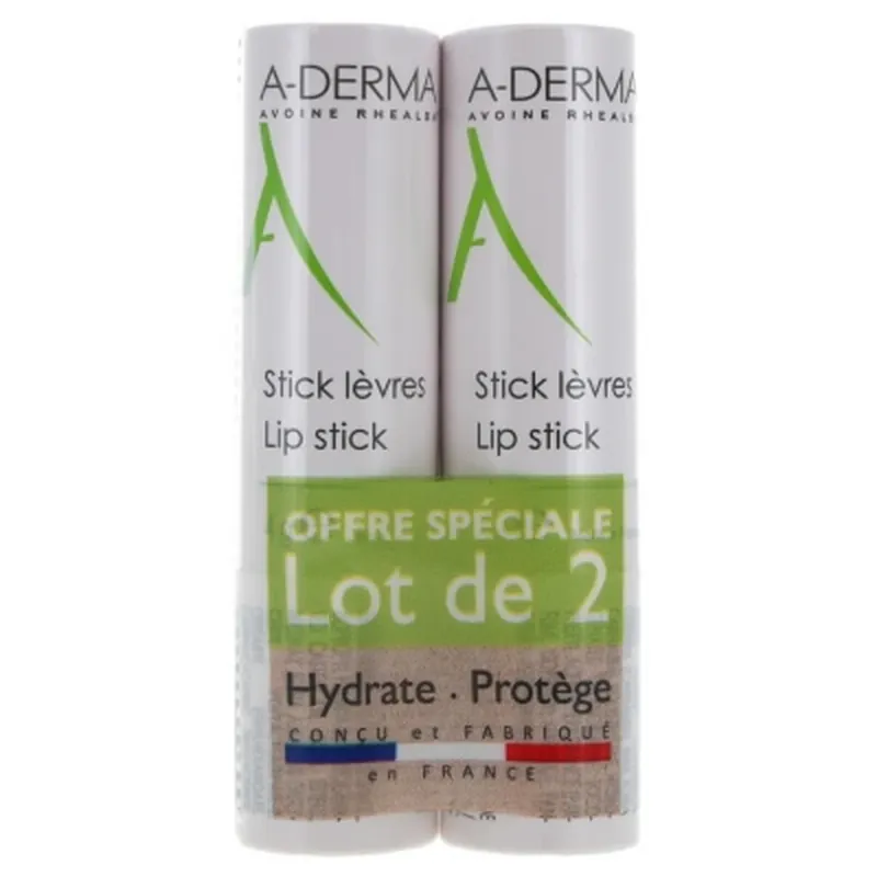 Mai ieftin A-DERMA Stick pentru buze, set de 2 x 4 g