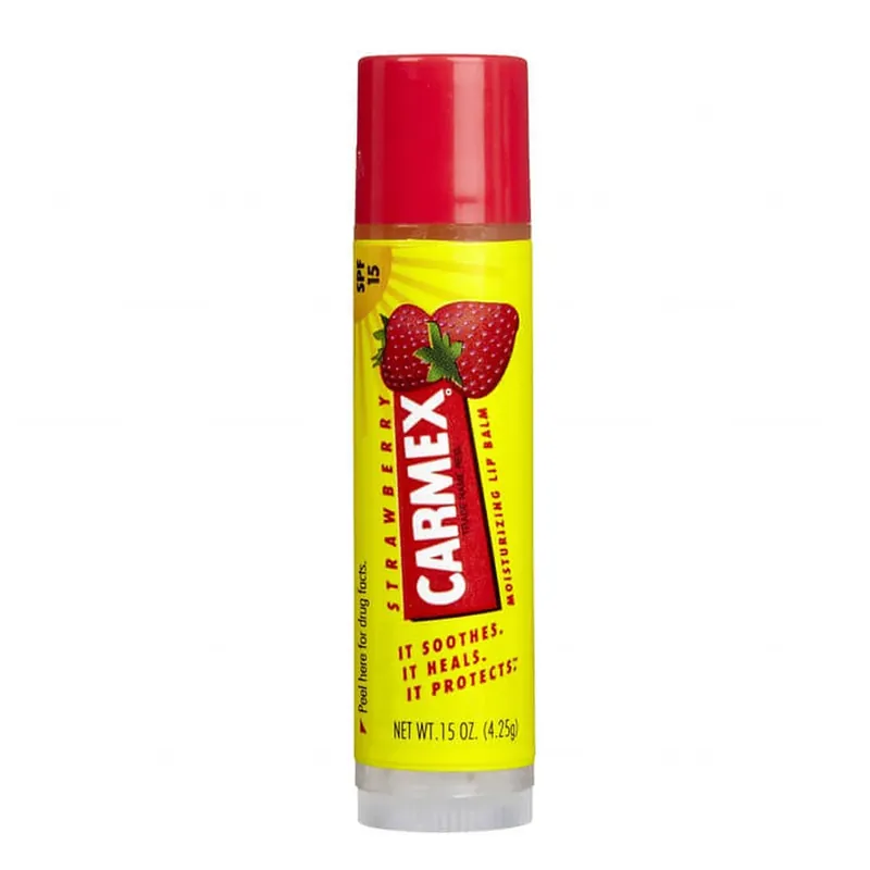 Carmex Strawberry, balsam de buze hidratant stick, SPF 15, 4.25 g Super ofertă