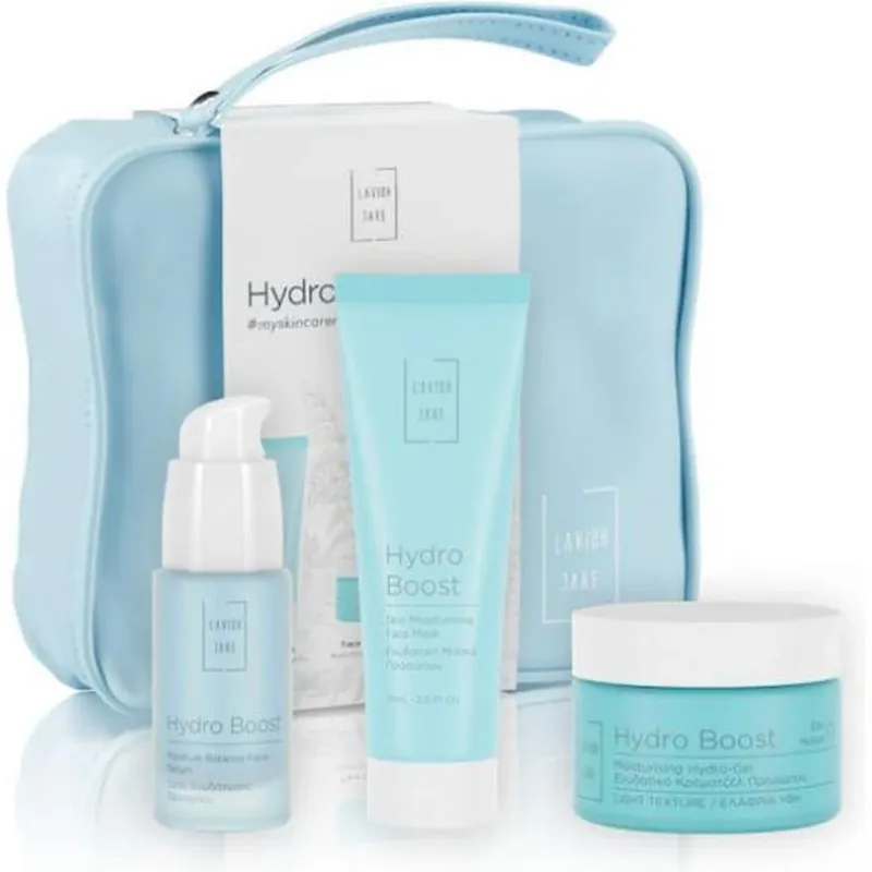 Nu rata Set de îngrijire facială cu hidratare intensivă LAVISH CARE Skin Care Essentials cu gel de față Hydro Boost, 50 ml, ser hidratant, 30 ml, mască de față, 75 ml și cutie cadou