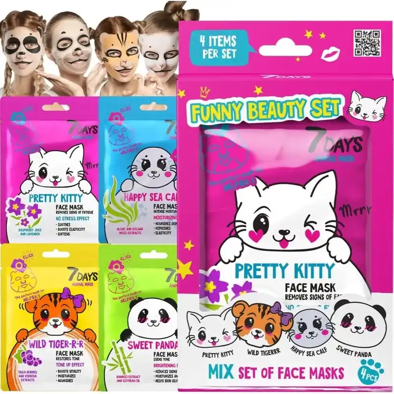 Promoție 7 zile Set de frumusețe amuzant - 4 măști de față