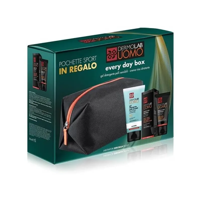 Livrare rapidă Deborah Uomo - set pentru uz zilnic cu gel de curățare pentru față 150 ml + cremă hidratantă 50 ml + trusă de toaletă