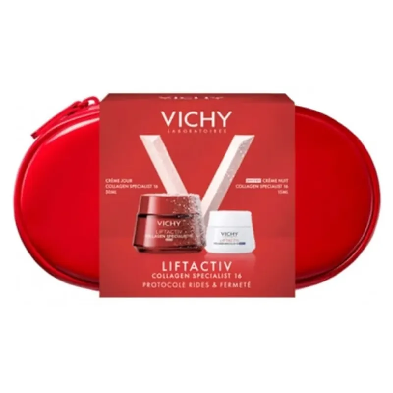 Vichy LiftActiv Cremă Collagen Specialist pentru zi, 16 zile, 50 ml + Cremă de noapte, 15 ml, și trusa cadou Plată sigură