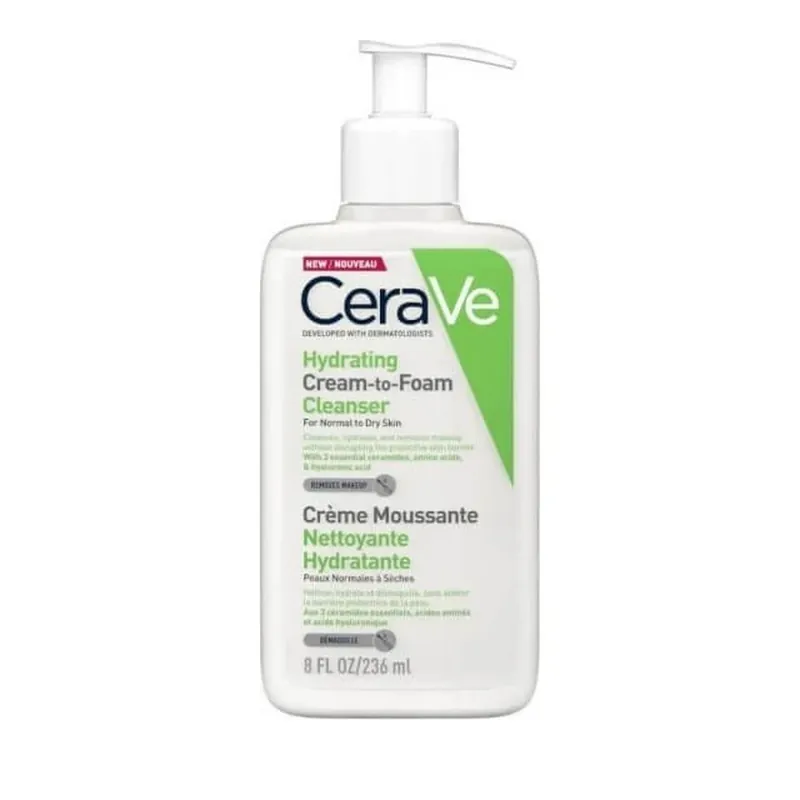 Preț promoțional CeraVe Cremă demachiantă hidratantă cu spumă pentru curățare & demachiere Soluție de curățare și îndepărtare facială 236ml