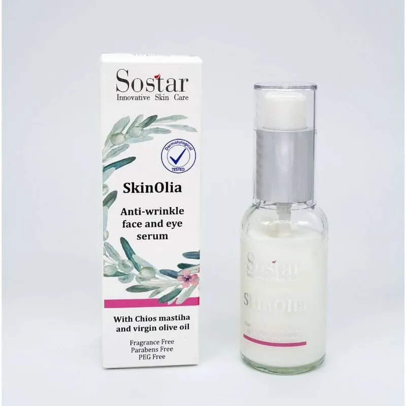 Reducere de preț Sostar Shine Anti-Wrinkle Face & Face Serum & Cremă de ochi cu Mastic de Chios & Ulei de măsline organic 30ml