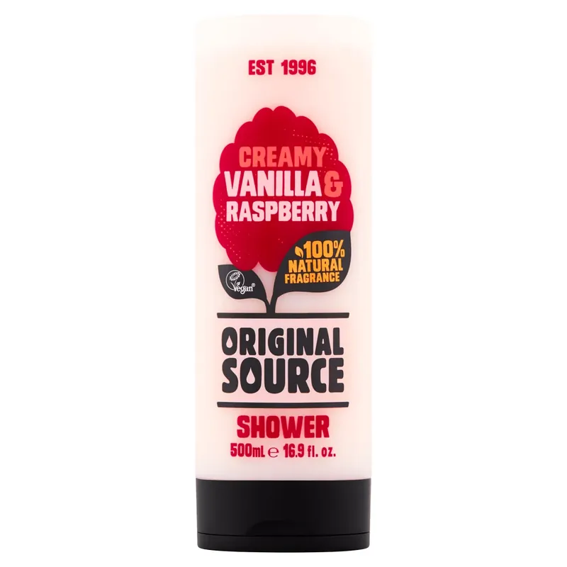 Original Source Vegan, gel de duș, Vanilia-Raspberry, 500 ml Ultima șansă