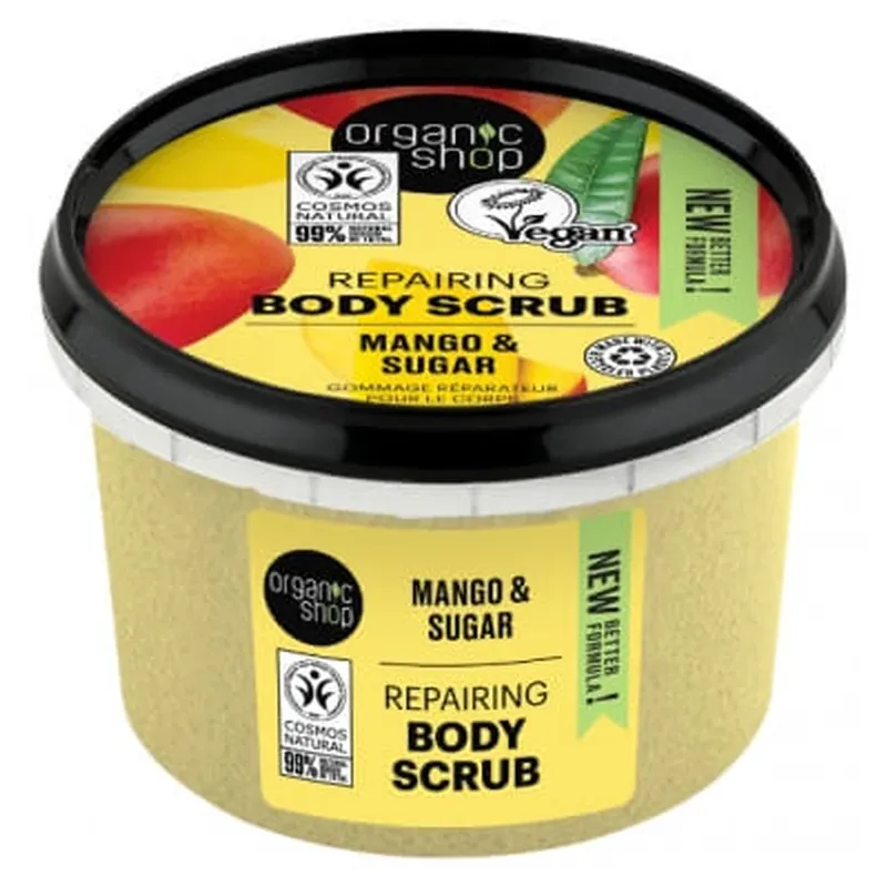 Discount Organic Shop Body Scrub Exfoliant reparator pentru corp cu mango și zahăr 250 ml