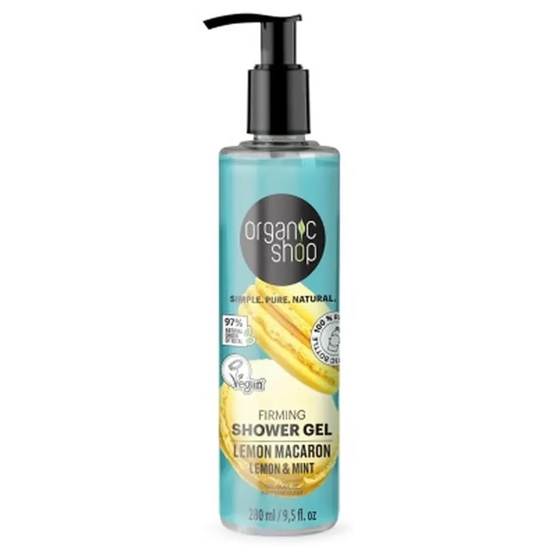 Organic Shop Gel de duș cu efect de fermitate, aromă de macaron cu lămâie, 280 ml Disponibil imediat