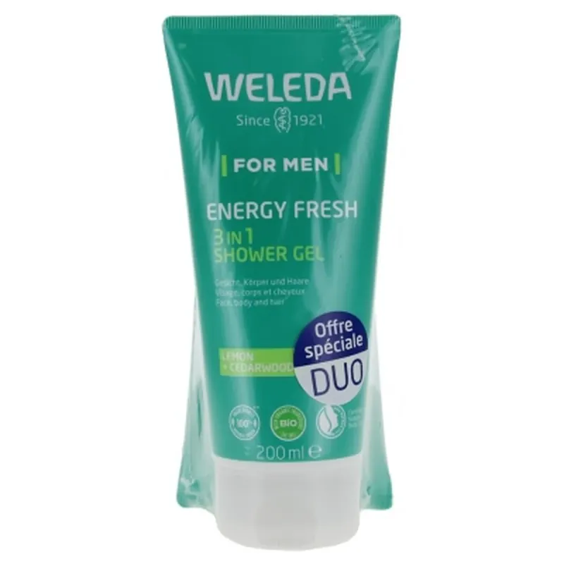 Weleda pentru bărbați Gel de duș Energy Fresh 3 în 1 Set de 2 x 200 ml Super ofertă