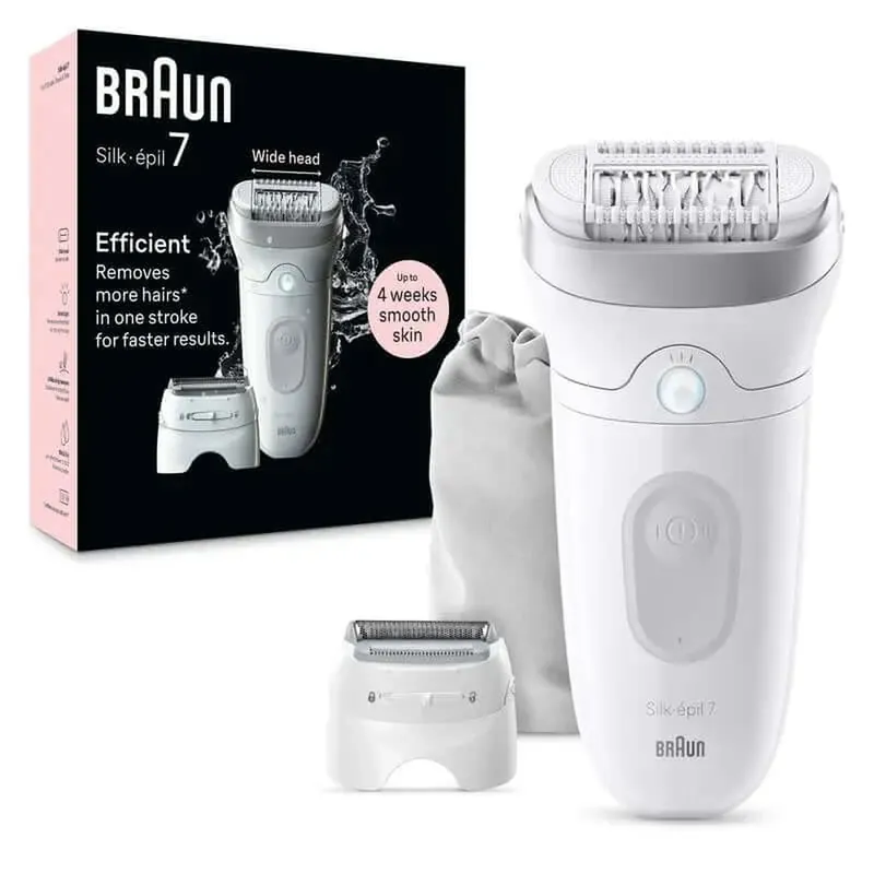 Disponibil imediat Braun Braun Silk-Épil 7, Epilator pentru îndepărtarea ușoară a părului, piele moale de lungă durată, 7-041