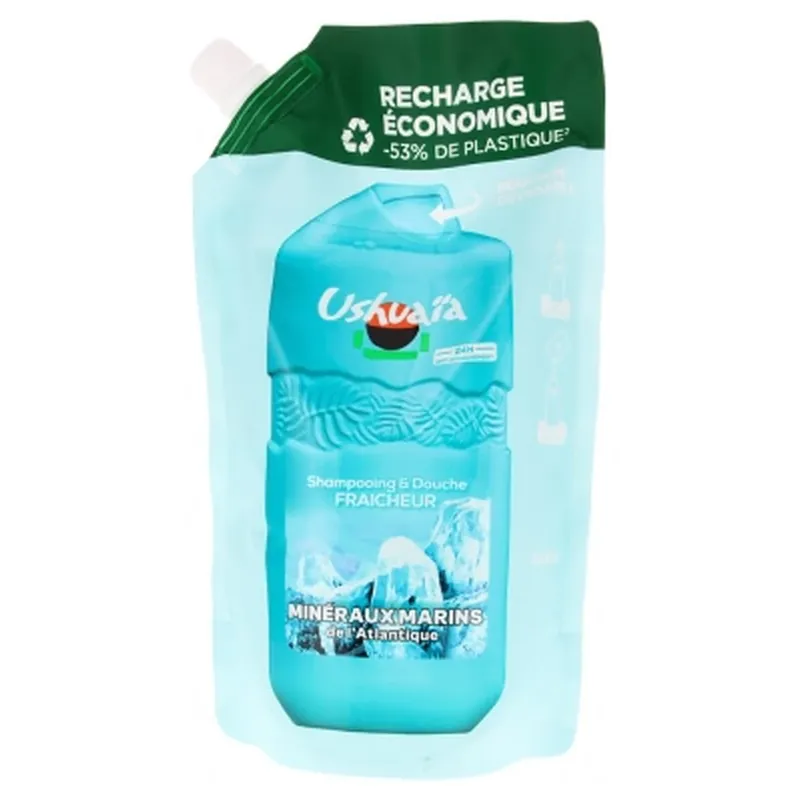 Ushuaïa Șampon și gel de duș „Prospețime și minerale marine” – Reîncărcare ecologică 500 ml Retur gratuit