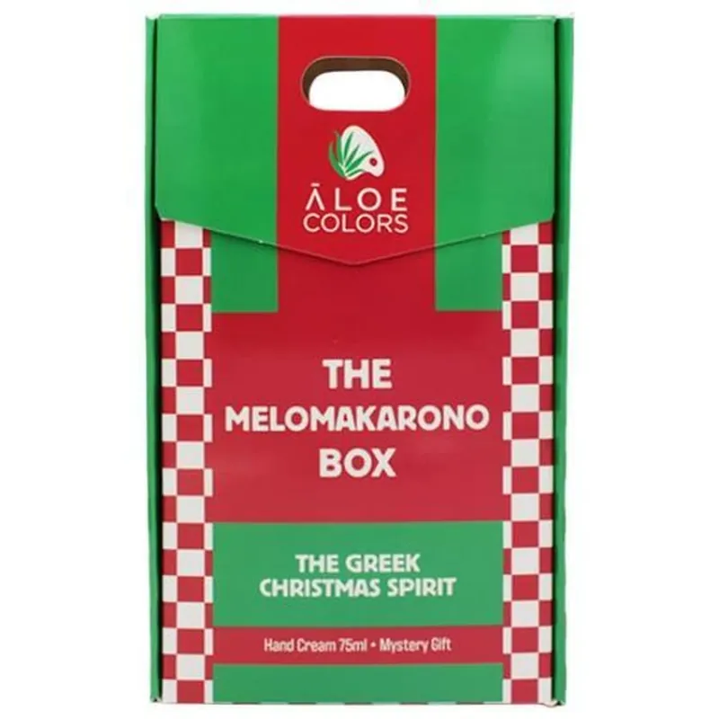 ALOE COLORS Xmas Promo The Melomakarono Box cu Ho Ho Ho Ho Hand Cream Cremă hidratantă pentru mâini, 75ml & Mystery Gift Retur gratuit