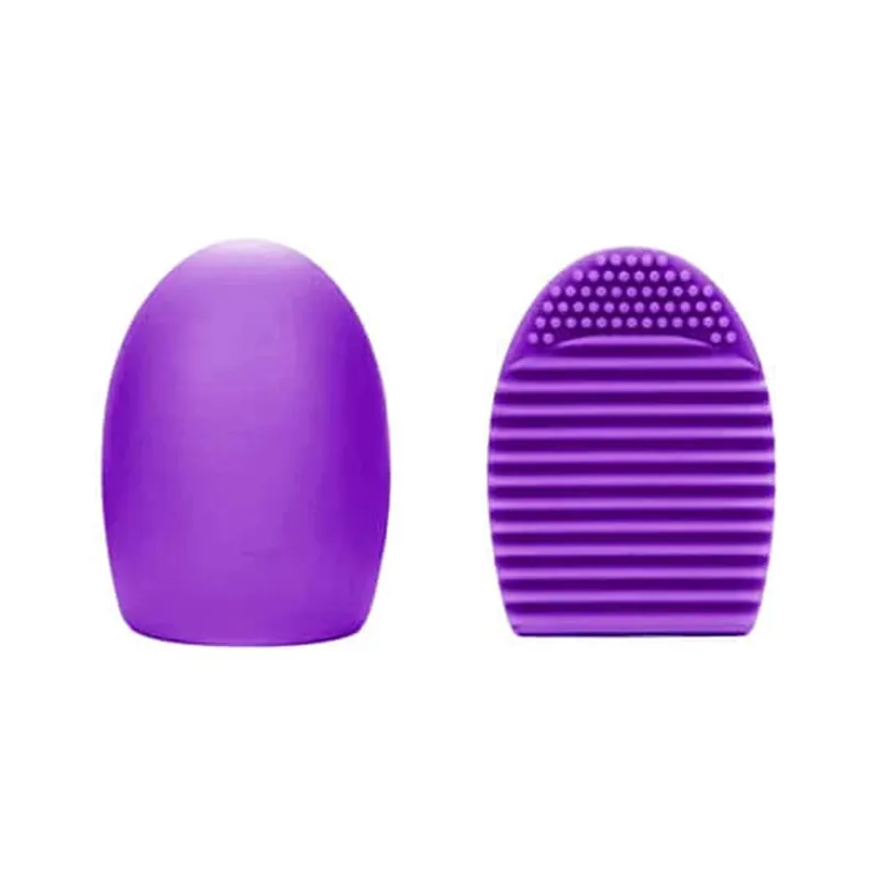Brush Egg - Accesoriu din silicon pentru curatarea pensulelor de machiaj, Culoarea Mov Retur ușor
