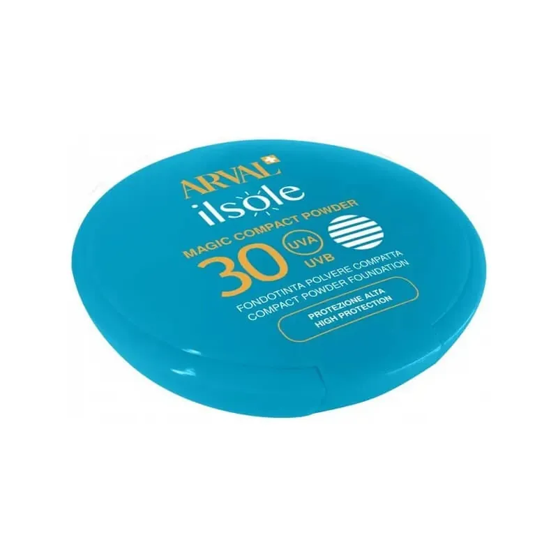 Plată sigură Arval cremă de protecție solară pentru față SPF 30, fond de ten compact „Ilsole Magic Compact Powder”, protecție ridicată, nr. 03 bej bisque