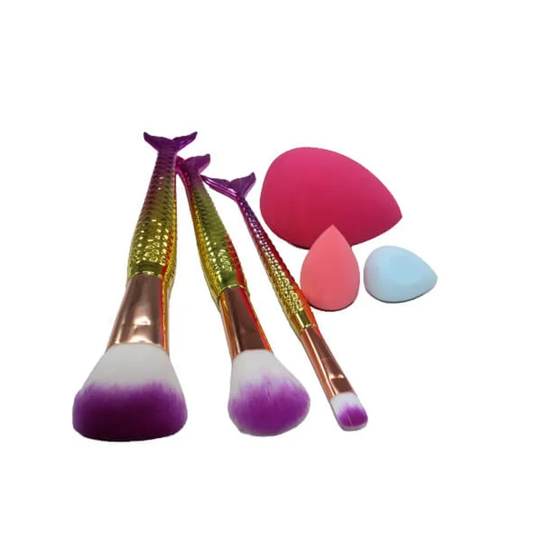 Reducere de preț Set aplicatoare machiaj, Makeup, 3 pensule, 3 bureti
