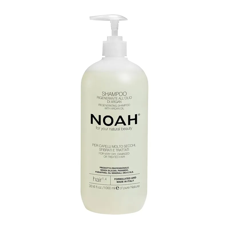 Livrare expres Sampon natural regenerant cu ulei de argan pentru par foarte uscat si tratat (1.4), Noah, 1000 ml