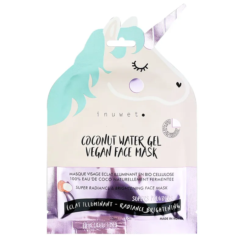 Masca de fata iluminatoare din bioceluloza Coconut Water Gel, Unicorn, Inuwet, 30 ml Livrare rapidă