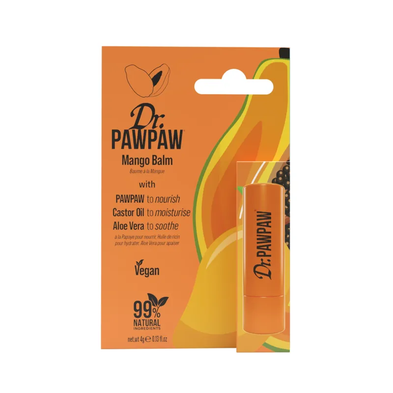 Ofertă limitată Balsam stick pentru buze, cu aroma de mango si pawpaw, ulei de ricin si aloe vera, Dr.PAWPAW, 4 g