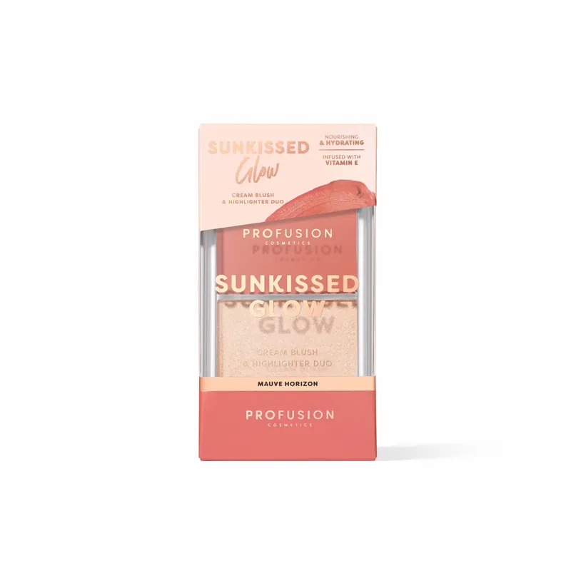 Plată sigură Paleta duo blush cremos & iluminator stralucitor Sunkissed Glow, nuanta Mauve Horizon, Profusion Cosmetics