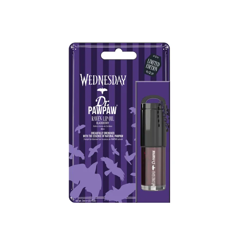 Ulei de buze Wednesday Raven, nuanța Blackberry, cu breloc, Wednesday x Dr.PAWPAW, 3 ml Reducere