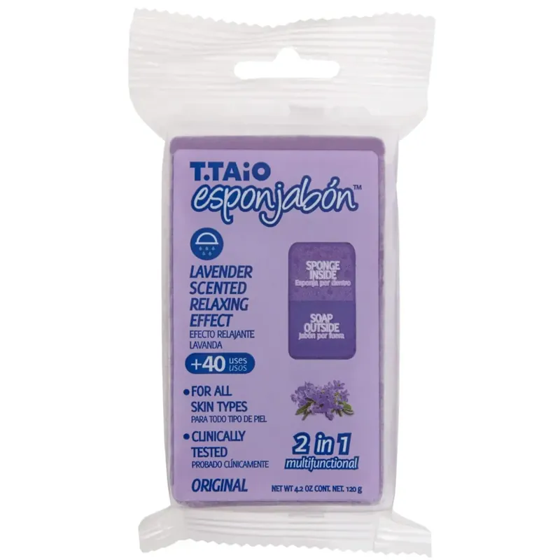 2 in 1 Burete de baie si sapun incorporat, cu parfum de lavanda, efect relaxant, Esponjabon, 120 gr Reducere extra