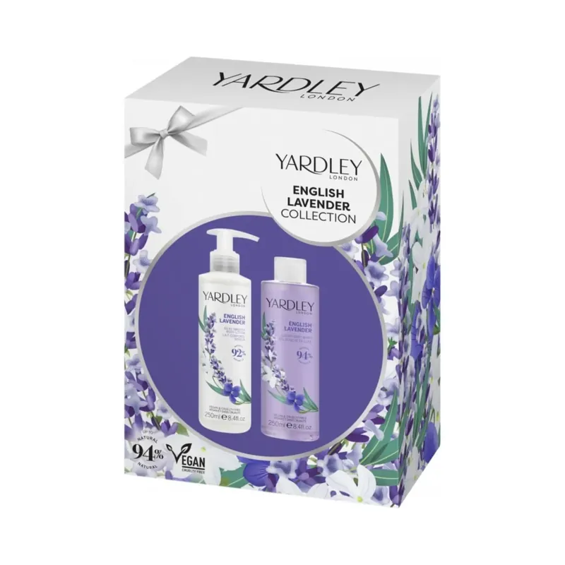 Preferatul clienților Set duo 1 x 250 ml gel de dus si 1 x 250 ml lotiune de corp cu parfum de lavanda englezeasca, English Lavender Collection, 2 articole