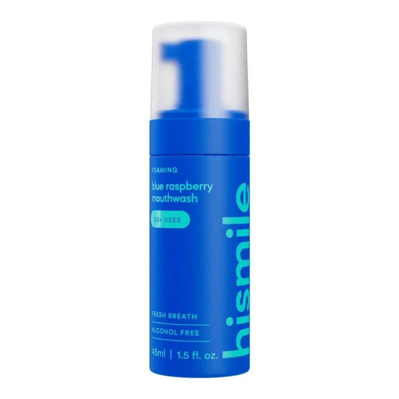 Preferatul clienților Spuma de gura cu aroma de zmeura albastra, fara alcool, pentru respiratie proaspata, Blue Raspberry, 50+ utilizari, Hismile, 45 ml