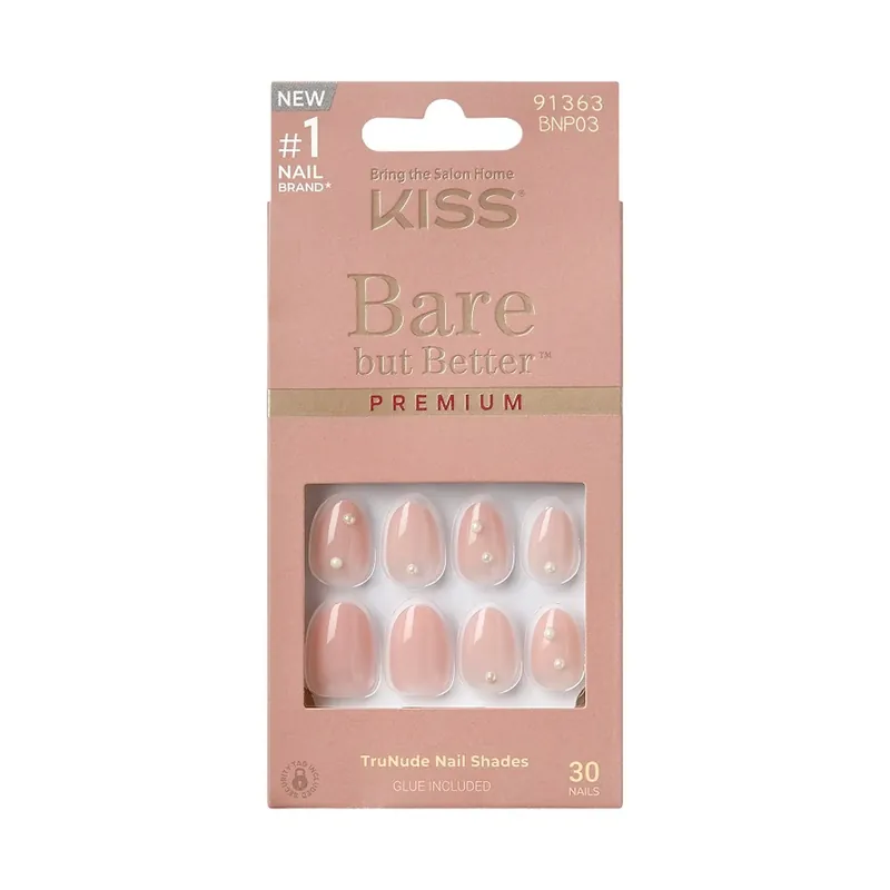 Plată sigură KISS, Unghii false Bare-But-Better Premium Nails Slay, lungime S, 30 bucati
