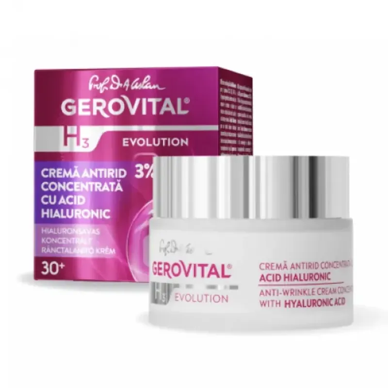 Noutate Crema Antirid cu Acid Hialuronic 3% Gerovital H3 Evolution, 50 ml, Farmec