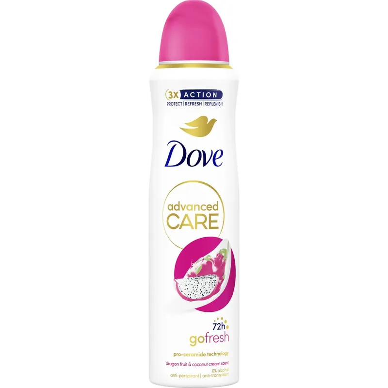 Deodorant spray Dove Advanced Care Go Fresh Dragon Fruit & Coconut Cream Scent, 150 ml Retur gratuit