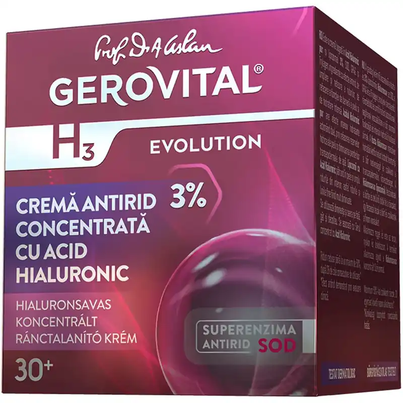 Crema antirid concentrata cu acid hialuronic Gerovital GH3 Evolution, 50 ml Ofertă limitată